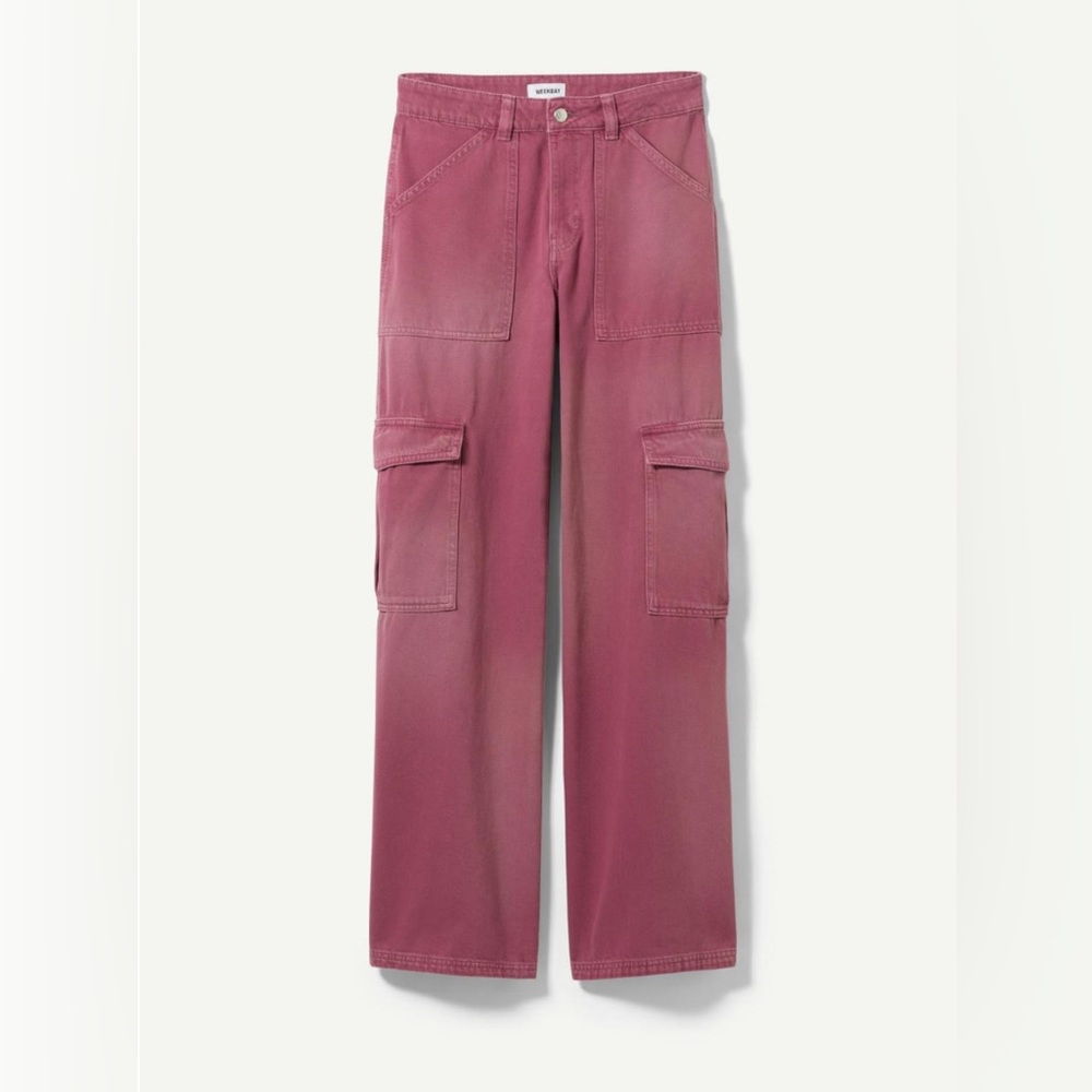 Weekday Julian Workwear Burnt Red Cargo Trousers